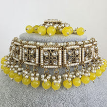 Yellow Kundan Necklace Set/ Kundan Choker/ Bollywood Jewelry/ Indian jewelry/ Pakistani necklace/ punjabi necklace/bridal/indian wedding