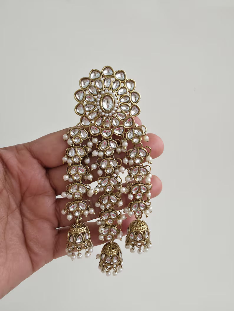 Ambada Kundan Hair Juda Choti Clip/Braid Clip/Indian Bridal Choti Pin /Kundan Hair accessories/Indian Wedding/Bridal Kundan Hair accessories