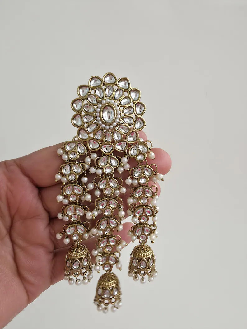 Ambada Kundan Hair Juda Choti Clip/Braid Clip/Indian Bridal Choti Pin /Kundan Hair accessories/Indian Wedding/Bridal Kundan Hair accessories