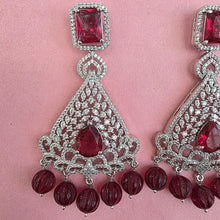 Ruby American Diamond earrings/Indian Jewelry/Pakistani Jewelry/Bollywood Jewelry/CZ earrings/AD earring/Statement earring/Gift for her