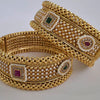 Ruby Green Polki gold bangles 2pcs, Rajwadi bangles, gold bangles, Indian Pakistani jewelry for wedding, Bridal Jewelry