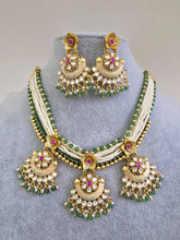 Ruby Green Traditional Polki Kundan green Meenakari handwork Bridal necklace /Indian wedding jewelry/Kundan Polki Temple Mid Length Necklace