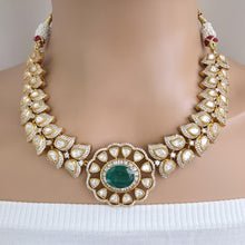 Green Victorian Doublet Moissanite polki Cz diamond choker Necklace,Indian Bridal Jewelry,Bollywood Sabyasachi Designer necklace, Pakistani
