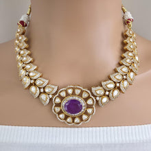 Purple Victorian Doublet Moissanite polki Cz diamond choker Necklace,Indian Bridal Jewelry,Bollywood Sabyasachi Designer necklace, Pakistani