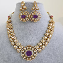 Purple Victorian Doublet Moissanite polki Cz diamond choker Necklace,Indian Bridal Jewelry,Bollywood Sabyasachi Designer necklace, Pakistani