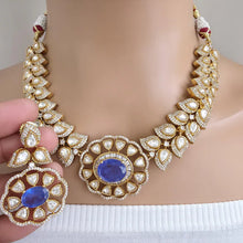 Blue Victorian Doublet Moissanite polki Cz diamond choker Necklace,Indian Bridal Jewelry,Bollywood Sabyasachi Designer necklace, Pakistani
