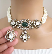 Green Moissanite Polki Kundan choker Necklace/Sabyasachi Kundan Choker/ Bollywood Indian jewelry/ Pakistani necklace/ punjabi/Indian wedding