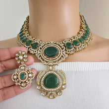 Green Victorian Moissanite polki Cz diamond Necklace, Indian Bridal Jewelry, Bollywood Sabyasachi Designer necklace, Pakistani Wedding