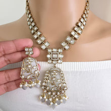 Gray Kundan Necklace / Mid Length Kundan Necklace/ Bollywood Jewelry/ Indian jewelry/ Pakistani / punjabi necklace/indian wedding