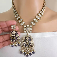 Purple Kundan Necklace Set/ Mid Length Kundan Necklace/ Bollywood Jewelry/ Indian jewelry/ Pakistani / punjabi necklace/indian wedding