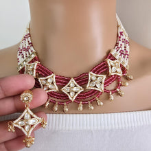 Ruby Gold Fine Kundan Pearl Necklace, Indian Jewelry, Indian wedding necklace, bridal jewelry, Punjabi Pakistani south Indian necklace