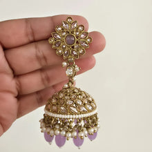 Lavender Antique Polki kundan Jhumka/stone Jhumka/Indian Jewelry/Pakistani /Punjabi Jewelry/Bridal earring/wedding collection