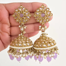 Lavender Antique Polki kundan Jhumka/stone Jhumka/Indian Jewelry/Pakistani /Punjabi Jewelry/Bridal earring/wedding collection