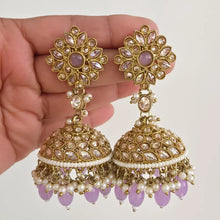 Lavender Antique Polki kundan Jhumka/stone Jhumka/Indian Jewelry/Pakistani /Punjabi Jewelry/Bridal earring/wedding collection