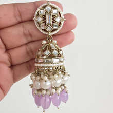 Lavender Antique Kundan bollywood earring trendy Kundan Jhumka/ Kundan earrings/ Punjabi/Bollywood/Statement/Indian earrings/Length 3.5 inch