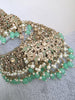 Mint Green Antique Shadow Stone Pearl Choker Necklace with earrings and tikka and Passa Bridal necklace Indian Pakistani Punjabi Wedding