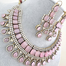 Pink Victorian Monalisa Cz diamond Necklace, Indian Bridal Jewelry, Bollywood Sabyasachi Designer necklace, Pakistani Wedding