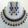 Blue Victorian Monalisa Cz diamond Necklace, Indian Bridal Jewelry, Bollywood Sabyasachi Designer necklace, Pakistani Wedding