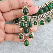Green Victorian Monalisa Cz diamond Necklace, Indian Bridal Jewelry, Bollywood Sabyasachi Designer necklace, Pakistani Wedding