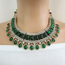 Green Victorian Monalisa Cz diamond Necklace, Indian Bridal Jewelry, Bollywood Sabyasachi Designer necklace, Pakistani Wedding
