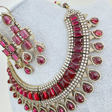Ruby Victorian Monalisa Cz diamond Necklace, Indian Bridal Jewelry, Bollywood Sabyasachi Designer necklace, Pakistani Wedding