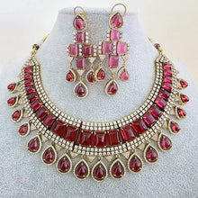 Ruby Victorian Monalisa Cz diamond Necklace, Indian Bridal Jewelry, Bollywood Sabyasachi Designer necklace, Pakistani Wedding