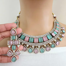 Mintpink Victorian Monalisa Cz diamond Necklace, Indian Bridal Jewelry, Bollywood Sabyasachi Designer necklace, Pakistani Wedding