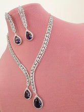 Purple Silver CZ Diamond necklace, American Diamond Necklace,Indian pakistani jewelry for wedding, gift for her, bridal jewelry