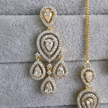 Small Gold American Diamond Earring Tikka Set/Indian Jewelry/Pakistani Jewelry/Bollywood Jewelry/CZ earrings/AD earrings/Statement earrings