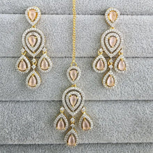 Pink Small Gold American Diamond Earring Tikka Set/Indian Jewelry/Pakistani Jewelry/Bollywood Jewelry/CZ earrings/AD earrings/Statement