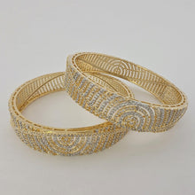 Set of 2 Cz Classic Bangles With 2 Tone Plating /CZ Bangles/Bracelet/Indian Party Bangles/CZ stone bangle/Indian wedding/bridal jewelry 2pcs