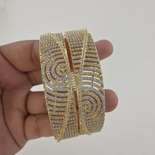 Set of 2 Cz Classic Bangles With 2 Tone Plating /CZ Bangles/Bracelet/Indian Party Bangles/CZ stone bangle/Indian wedding/bridal jewelry 2pcs