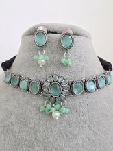 Mint Green Handcrafted Oxidized Necklace/Oxidized Indian Jewelry/Boho Jewelry Necklace/Afghan Choker/Afghani jewelry/gypsy necklace