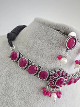 Ruby Handcrafted Oxidized Necklace/Oxidized Indian Jewelry/Boho Jewelry Necklace/Afghan Choker/Afghani jewelry/gypsy necklace