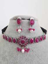 Ruby Handcrafted Oxidized Necklace/Oxidized Indian Jewelry/Boho Jewelry Necklace/Afghan Choker/Afghani jewelry/gypsy necklace