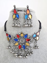 Handcrafted Thread Afghani choker set/oxidized Necklace/Boho Jewelry/Bib Choker Necklace/Afghani jewelry/gypsy necklace