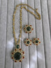Ruby Green Sabyasachi Natural Stone Chain Pendant Set with Finger Ring, Long Pendant Mala Necklace/Gold Long necklace/Mala/Indian wedding