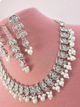 Silver Polki Kundan necklace set/Statement necklace/Indian Jewelry/Pakistani Jewelry set/Weddings necklace/Bridal necklace/Indian necklace