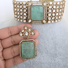 Mint Green Doublet Victorian Moissanite polki CZ Choker Necklace, Sabyasachi Necklace, Statement Necklace, Designer,Indian,Pakistani Jewelry