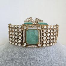 Mint Green Doublet Victorian Moissanite polki CZ Choker Necklace, Sabyasachi Necklace, Statement Necklace, Designer,Indian,Pakistani Jewelry