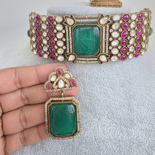 Ruby Green Doublet Victorian Moissanite polki CZ Choker Necklace, Sabyasachi Necklace, Statement Necklace, Designer,Indian,Pakistani Jewelry