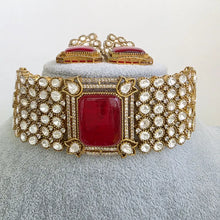 Ruby Red Doublet Victorian Moissanite polki CZ Choker Necklace, Sabyasachi Necklace, Statement Necklace, Designer,Indian,Pakistani Jewelry