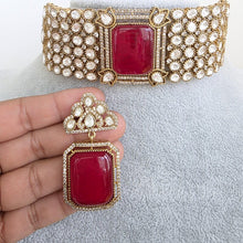 Ruby Red Doublet Victorian Moissanite polki CZ Choker Necklace, Sabyasachi Necklace, Statement Necklace, Designer,Indian,Pakistani Jewelry