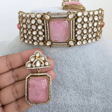 Pink Doublet Victorian Moissanite polki CZ Choker Necklace, Sabyasachi Necklace, Statement Necklace, Designer,Indian,Pakistani Jewelry