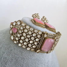 Pink Doublet Victorian Moissanite polki CZ Choker Necklace, Sabyasachi Necklace, Statement Necklace, Designer,Indian,Pakistani Jewelry