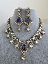 Blue Victorian Moissanite polki kundan necklace/Sabyasachi Necklace/Kundan Jewelry Set/Indian wedding collection/Bridal Indian Pakistani