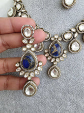 Blue Victorian Moissanite polki kundan necklace/Sabyasachi Necklace/Kundan Jewelry Set/Indian wedding collection/Bridal Indian Pakistani