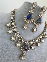Blue Victorian Moissanite polki kundan necklace/Sabyasachi Necklace/Kundan Jewelry Set/Indian wedding collection/Bridal Indian Pakistani