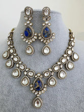 Blue Victorian Moissanite polki kundan necklace/Sabyasachi Necklace/Kundan Jewelry Set/Indian wedding collection/Bridal Indian Pakistani