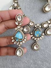 Aqua Blue Victorian Moissanite polki kundan necklace/Sabyasachi Necklace/Kundan Jewelry/Indian wedding collection/Bridal Indian Pakistani